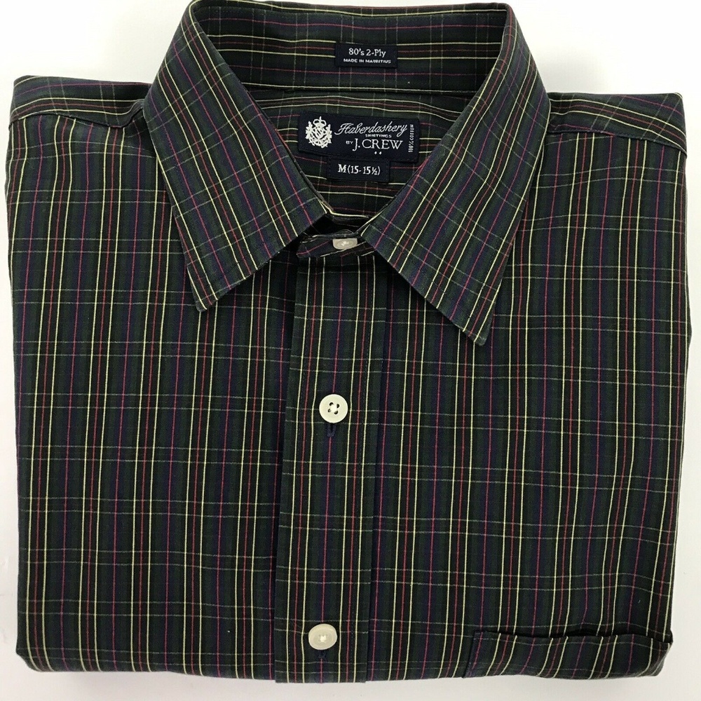 J. Crew Blue‎ Red Green Yellow Plaid 15-15.5 Button
